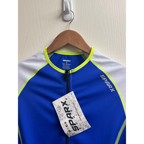 NWT SPARX Men’s Triathlon Skinsuit Large Blue Cycling / Tri Suit Zip Front - Picture 13 of 14